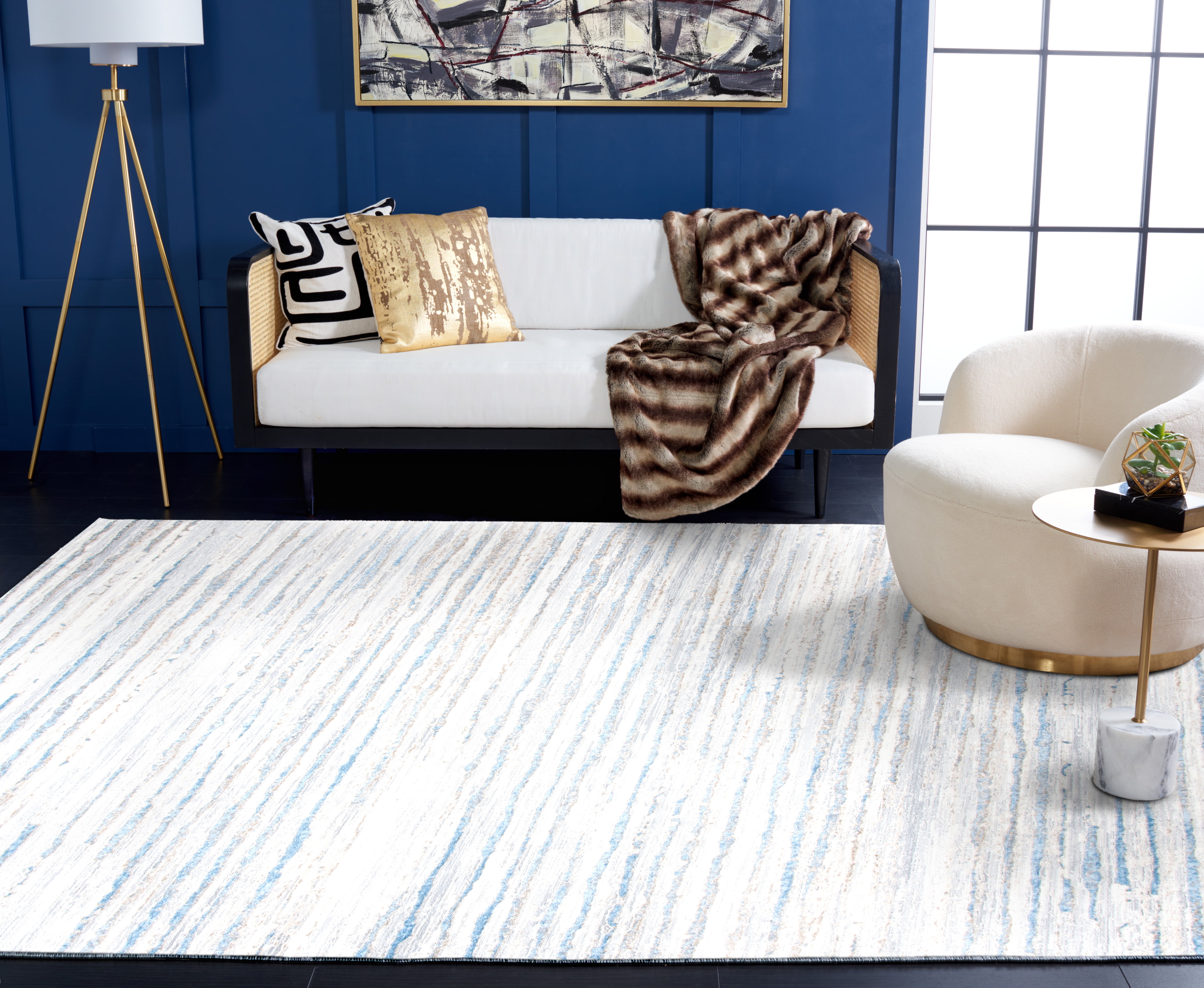 SAFAVIEH Lagoon Jarred Diamond Area Rug, Grey/Blue, 8' x 10'