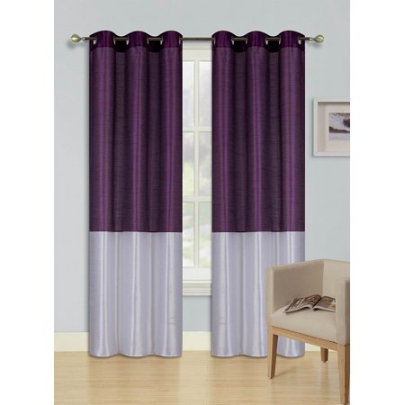 1pc Purple White Eid Lined Foam Backing Blackout Faux Silk Drape Panel Top Chrome Metallic Grommet Window Curtain Treatment Drape 2 Shade 37 Wide X 95 Length Walmart Com Walmart Com