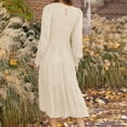 thumbnail image 4 of Women's 2024 Casual Long Sleeve Crew Neck High Waist Smocked Flowy Tiered Midi Dress, 4 of 6