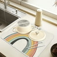 thumbnail image 2 of Yayeee Dish Drying Mat for Kitchen Counter 18" x 24" Microfiber Super Absorbent Coffee Decorative Pad, White Cat Rainbow, 2 of 9