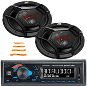 Dual XRM59BT Single DIN Bluetooth USB/AUX AM/FM Radio Digital Media Car Audio Receiver, 2x JVC CS-DR6931 DRVN Series 6x9" 500 Watt Max Power 3-Way Coaxial Automotive Speakers, 4-Piece Pry Tool Set
