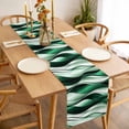 thumbnail image 3 of Green Striped Ombre Table Runner - 108 Inch Long, Kitchen Dining Table Runner Dresser Scarves, Modern Green Moire Geometric Farmhouse Decor for Coffee Tables Wedding Party Banquet, 3 of 8