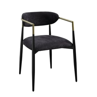 Weathered Finish Style Jaramillo Side Chair (Set-2), Black Fabric & Black Finish, Dark Gray Fabric Comfortable Chair