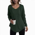 thumbnail image 2 of Godom Blouses for Women Dressy Casual Long Sleeve V Neck Shirts with pocket Fall Tunic Tops Loose Fit Hoodies for Womens, 2 of 7