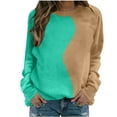 thumbnail image 4 of Womens Crewneck Sweatshirt Colorblock Patchwork Drop Shoulder Loose Sweatshirts Pullover Tops Sping Outfits 2026, 4 of 5