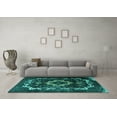 thumbnail image 3 of Ahgly Company Indoor Round Persian Turquoise Blue Bohemian Area Rugs, 4' Round, 3 of 4