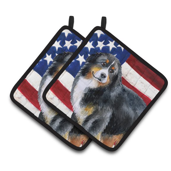 Caroline's Treasures Bernese Mountain Dog Patriotic Pair of Pot Holders