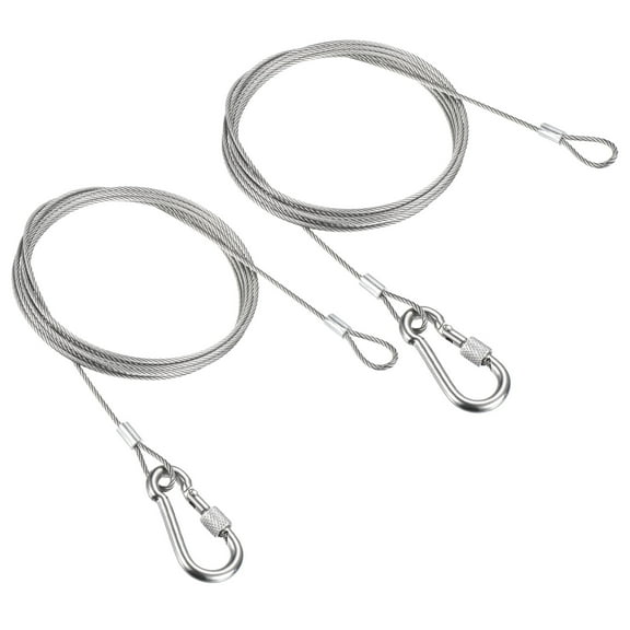 2.5mmx2m(6.6Ft) Safety Cable Lock Wire with Snap Hook Stainless Steel Security Cable 2 Pack