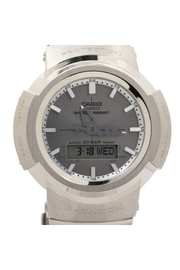 Pre-Owned CASIO G-SHOCK FULL METAL AW-500 SERIES AWM-500D-1A8JF Gray Silver Stainless Steel...