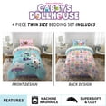 thumbnail image 5 of Gabby's Dollhouse Kids 4 Piece Teal Blue White Reversible Comforter, Bed in a Bag, Twin, 5 of 8