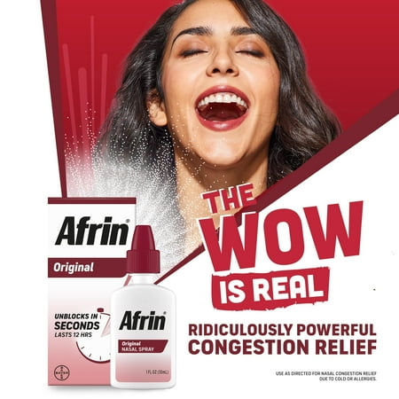 (2 pack) Afrin Original 12 Hour Nasal Congestion Relief Spray - 30 ml