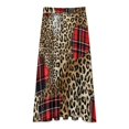 thumbnail image 3 of Leopard Print Plaid Red Black Women High Waist Midi Skirt Elegant Midi Skirt High Waist A-line for Women, 3 of 4