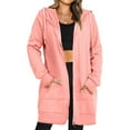 thumbnail image 2 of MeetoTime Long Sweat à Capuche pour Femmes Veste Zippée Automne Décontractée en Polaire avec Poches, 2 of 8