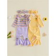 thumbnail image 3 of RUINIXCW Baby Girls Fall Outfits Long Sleeve Striped Romper + Pants + Headband, 3 of 8