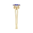 thumbnail image 3 of ANGARA Natural Oval Tanzanite Split Shank Ring with Trio Diamonds in 14K Yellow Gold for Women (Size-7x5mm) | December Birthstone, Anniversary, Jewelry Gift for Women | Natural Tanzanite Ring, 3 of 9