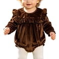 thumbnail image 6 of Staki Baby Girl Bubble Shirt Romper Outfit Long Sleeve Fall Bodysuit Top Newborn Oversized Crewneck Jumpsuit 0-18M,3-6 Months, 6 of 6