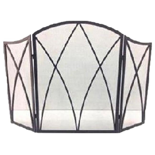 Panacea Products 15137 3-Panel Mission Fireplace Screen with Glass Inserts 