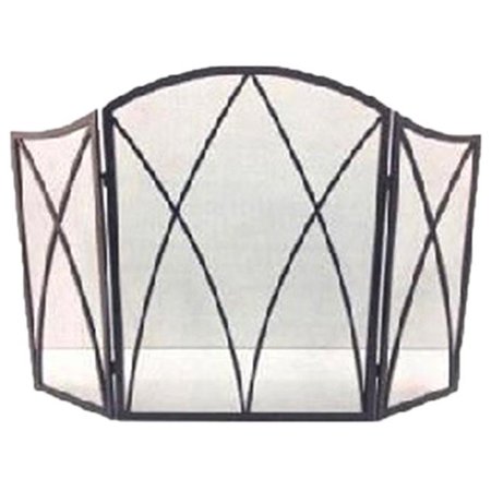 

15193 3 Panel Eggshell Black Gothic Style Fireplace Screen