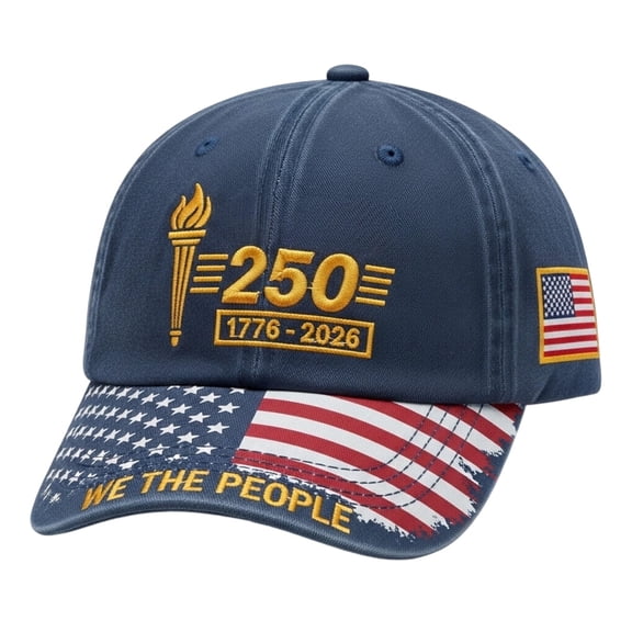 250 Anniversary USA Hat 250Th Birthday 1776-2026 Embroidered Distressed Denim Cap Adjustable Baseball Cap for Women Men #02 Blue, 20cm