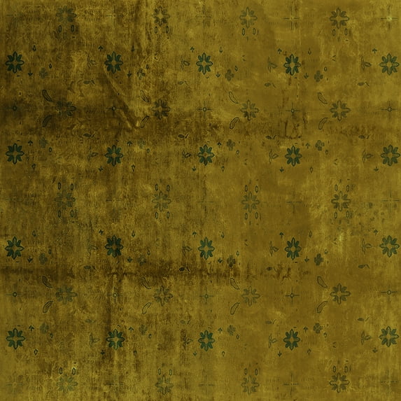 Ahgly Company Indoor Square Oriental Green Industrial Area Rugs, 8' Square