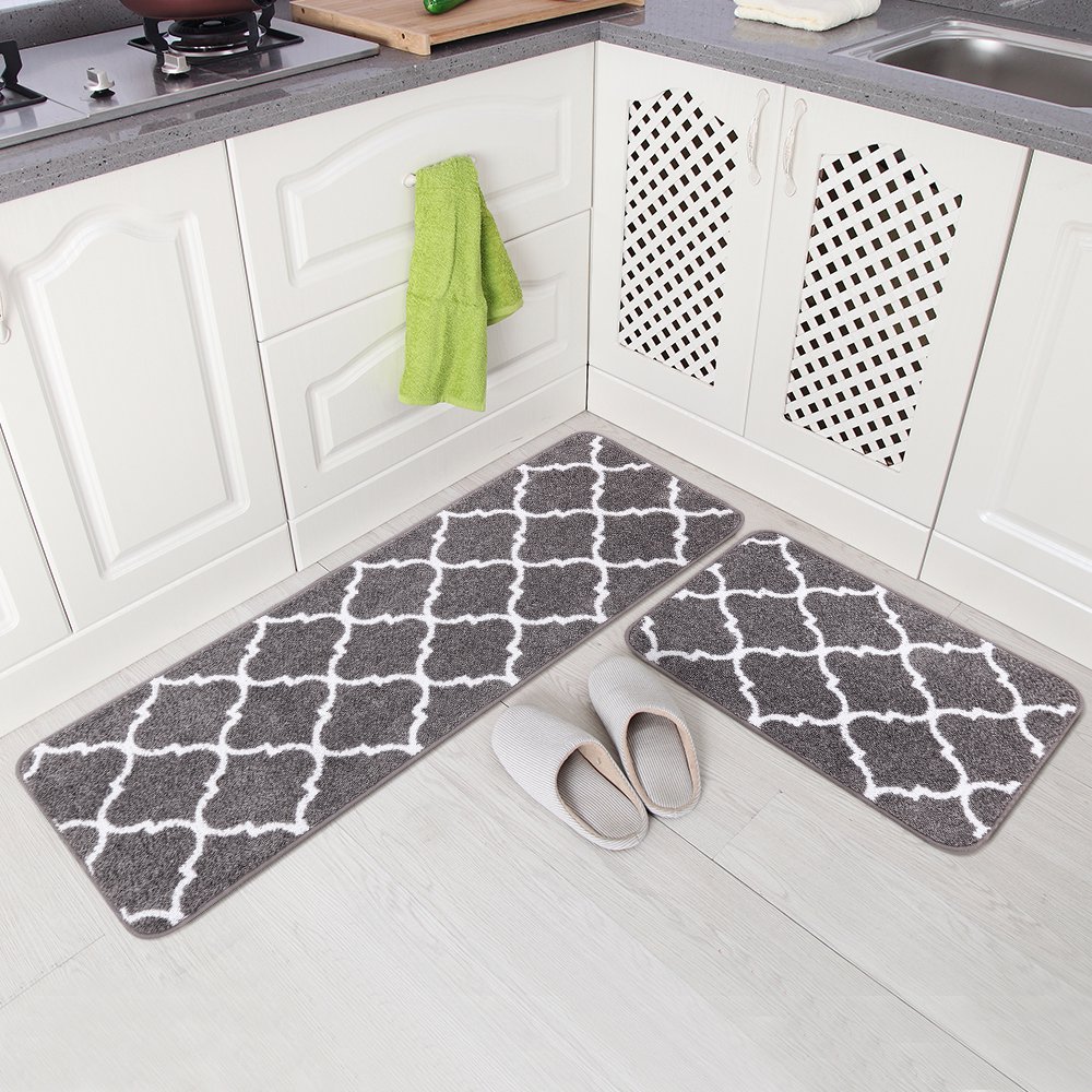Carvapet 2 Pieces Kitchen Rugs and Mats Set Absorbent Soft Microfiber