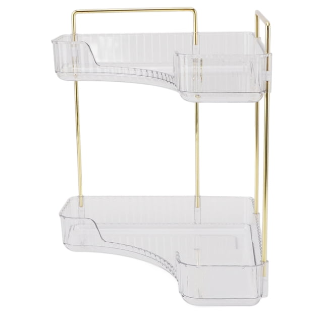 Estante Esquinero de 2 Niveles, Organizador de Encimera de Baño que Ahorra Espacio, Estantes de Almacenamiento de Cocina para Cosmético, Cuidado de la Piel