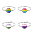 thumbnail image 2 of 2Pcs Rainbow Gay Lesbian Bracelet Glass Gem Jewelry Hand Strap Silver, 2 of 5