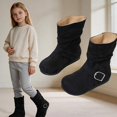 thumbnail image 2 of WAVSUF Girls Fleece Wide Width Boots Round Toe Soft Sole Anti Slip Fall Daily Mid Calf Boots Black Size 2T, 2 of 9