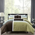 thumbnail image 2 of Chezmoi Collection Bernard 7-Piece Queen Bed in a Bag Comforter Set with Sheets, Lightweight Comforter Coffee Aqua Blue Sage Green Patchwork Quilted Medallion Bedding Set for All Season, 2 of 9