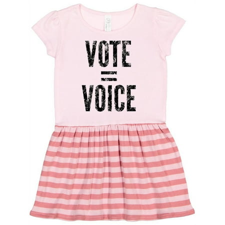 

Inktastic Vote Equals Voice Distressed Black Text Gift Toddler Girl Dress