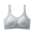 thumbnail image 4 of Siilsaa Sexy Bras for Women Naughty Daisy Bras for Older Women Front Closure Bras Push Up Bra No Underwire Plus Size Front Button Bra Light Gray,3XL, 4 of 5