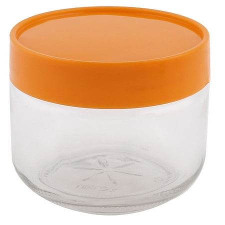 - Household Kitchen Glass Food Sugar Seal Canister Storage Container Orange 450ML