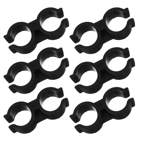 HOMEMAXS 6 Pcs Double Tube Clamp Pipe Connection Bracket Clip Fixing Clips Corner Decals Black