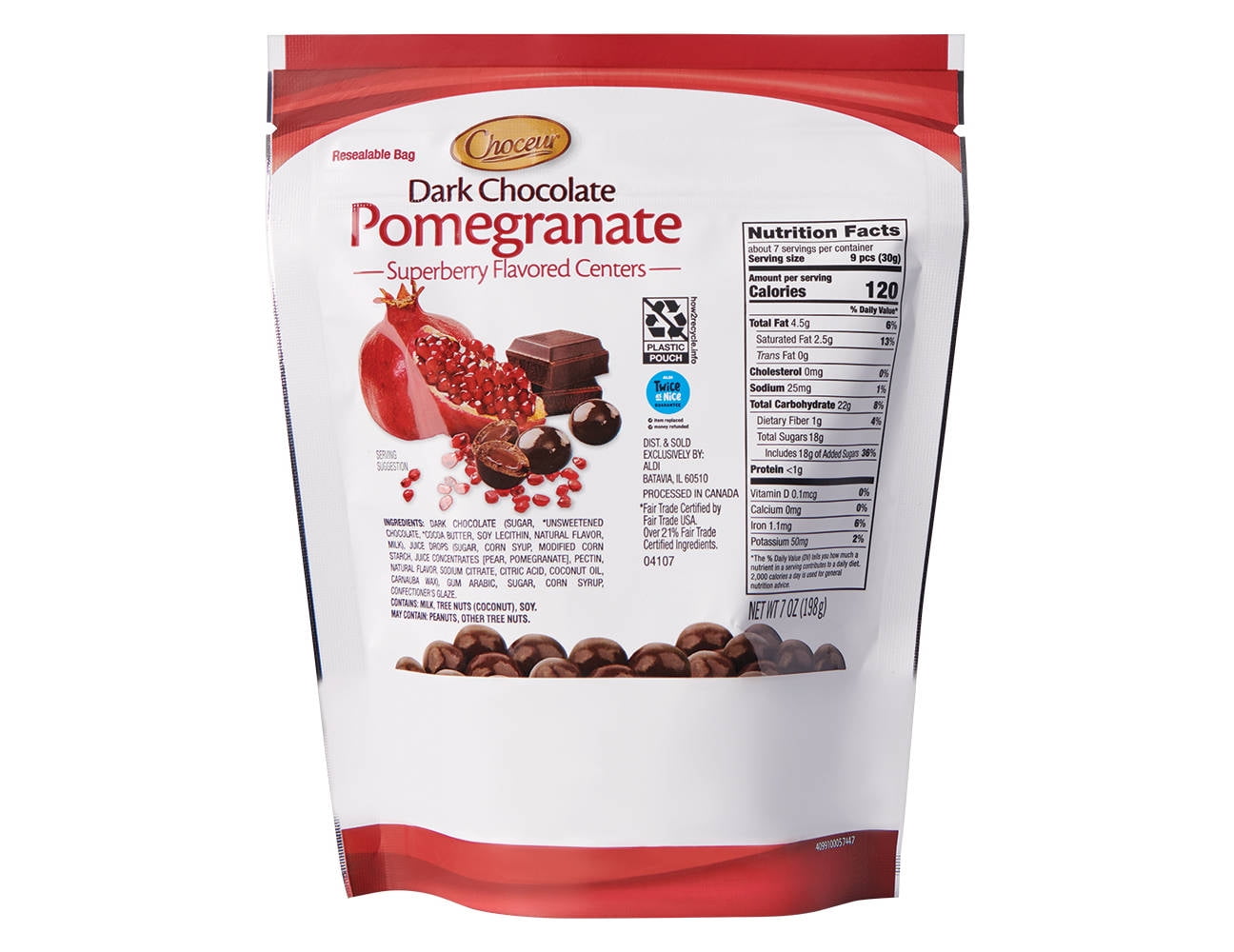 Choceur Superberry Pomegranate Dark Chocolate & Superberry Blueberry Acai Dark Chocolate, 7 oz