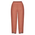 thumbnail image 4 of SELONE Orange Womens Pants Casual Mid Waist Plus Size Lounge Pants Cropped Trouser Pants Loose Beach Pants Pull on Solid Soft Straight Leg Lightweight Comfy 3XL Breathable Summer Clothes, 4 of 5