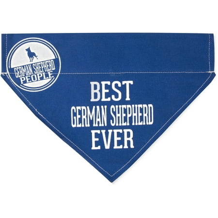 Pavilion - Best German Shepherd Ever - Blue Canvas Large Dog Bandana Collar - 12