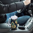 thumbnail image 4 of Yayeee 40oz Stainless Steel Tumbler with Straw and Handle Double-Wall Insulated Travel Water Bottle, Green Peacock Pattern, 4 of 8