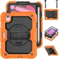 thumbnail image 2 of Kickstand Shockproof Kid Case for iPad Mini 6th Generation 2021 Mini 4 5 Pencil Holder Cover+PET Screen Protector+Shoulder Strap (Orange,For ipad Mini 4 Mini 5), 2 of 7