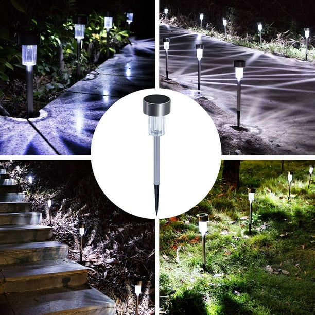 Lámparas Solares Para Exteriores, Paquete De 10 Luces LED Para Caminos Impermeables De Acero Inoxidable Para
