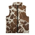 thumbnail image 4 of Xoenoiee Brown Cow Print Kids Full Zip up Vest Sleeveless High Neck Jackets Toddler Boys Girls Warm Lightweight Outwear for Travel Vacation, 7-8 Years, 4 of 7