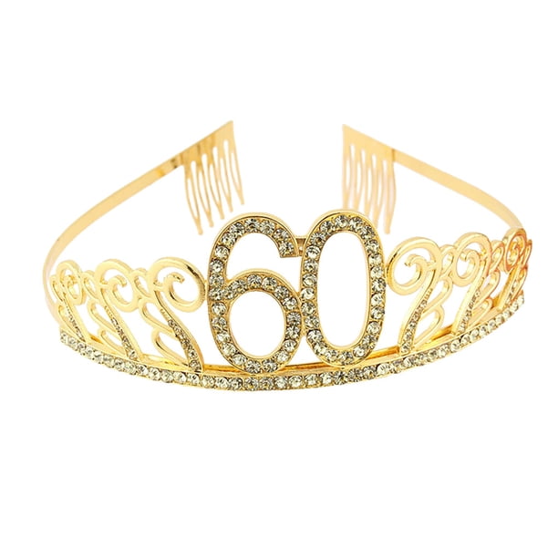 Guardurnaity Diadema para fiesta de cumpleaños, accesorios de decoración para celebración, tocado elegante brillante para chicas jóvenes, adorno Accesorio para el cabello Dorado(60)