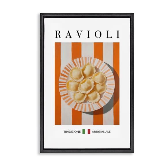Stupell Industries Traditional Ravioli Pasta Food & Beverage Painting Black Floater Framed Canvas Art Print Wall Art, 21 x 31