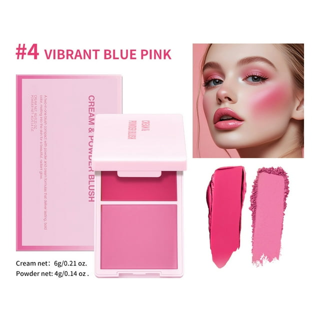 Summer Savings! Gspmoly Blush Makeup, Two In One Powder Blusher Cream Powder Blusher Powder Is Not Easy to Natural Transparent Matte Makeup Holding Powder Blusher Rouge 10G Cream Blush