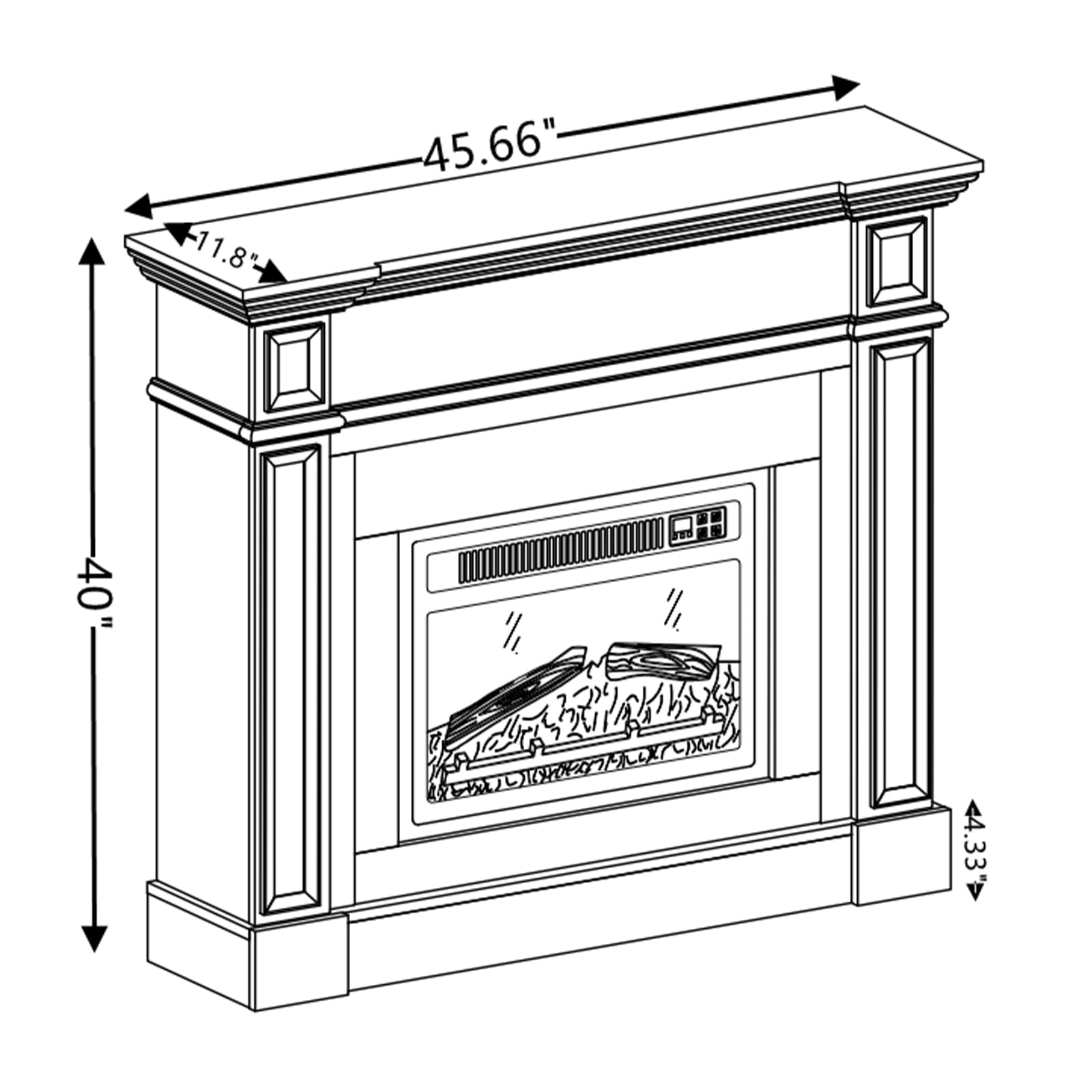 HZWDD 45" Electric Fireplace with Mantel, Fireplace Heater Freestanding, Realistic Stacked Stone Surround with Remote Control Timer LED Flame