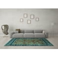 thumbnail image 3 of Ahgly Company Machine Washable Indoor Rectangle Oriental Turquoise Blue Industrial Area Rugs, 2' x 5', 3 of 4