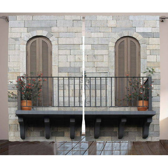 French Style Modern Country Home Decor Balcony Floral Image Curtain 2 Panel Set