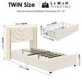 thumbnail image 3 of Homfa Twin Size LED Bed Frame with Storage, Wingback Platform Bed with Velvet Upholstered Headboard, Off-White, 3 of 7