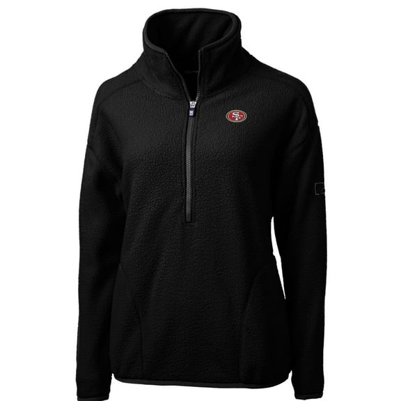 Women's Cutter & Buck Black San Francisco 49ers Cascade Eco Sherpa Fleece Half-Zip Pullover Jacket