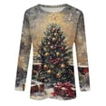 thumbnail image 3 of FcBaudy Hauts pour Femmes, Blouses et Chemises à Manches Longues et Col Rond, Chemises pour Femmes Mode Décontractée Manches Longues Imprimé Col Rond T-Shirt Ample Blouse Femme Blouse en polyester, 3 of 4
