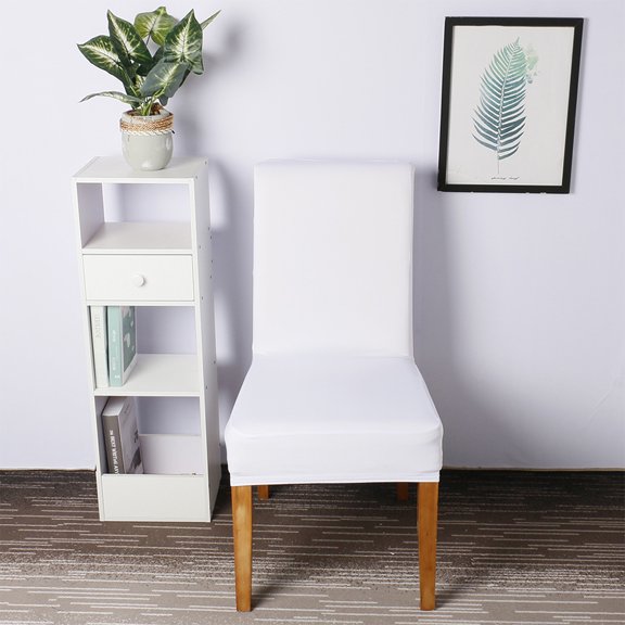 FOMIYES White Dining Chair Cover Stretch Fabric Slipcover Wrinkle Resistant Protector for Home and Kitchen Use